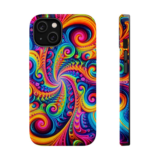 Trip-Infinite Radiance Neon Trippy Infinity Patterns Premium Art Magsafe Magnet Tough IPhone 13 14 15 Pro Plus Max and Mini in Matte and Glossy Phone cases