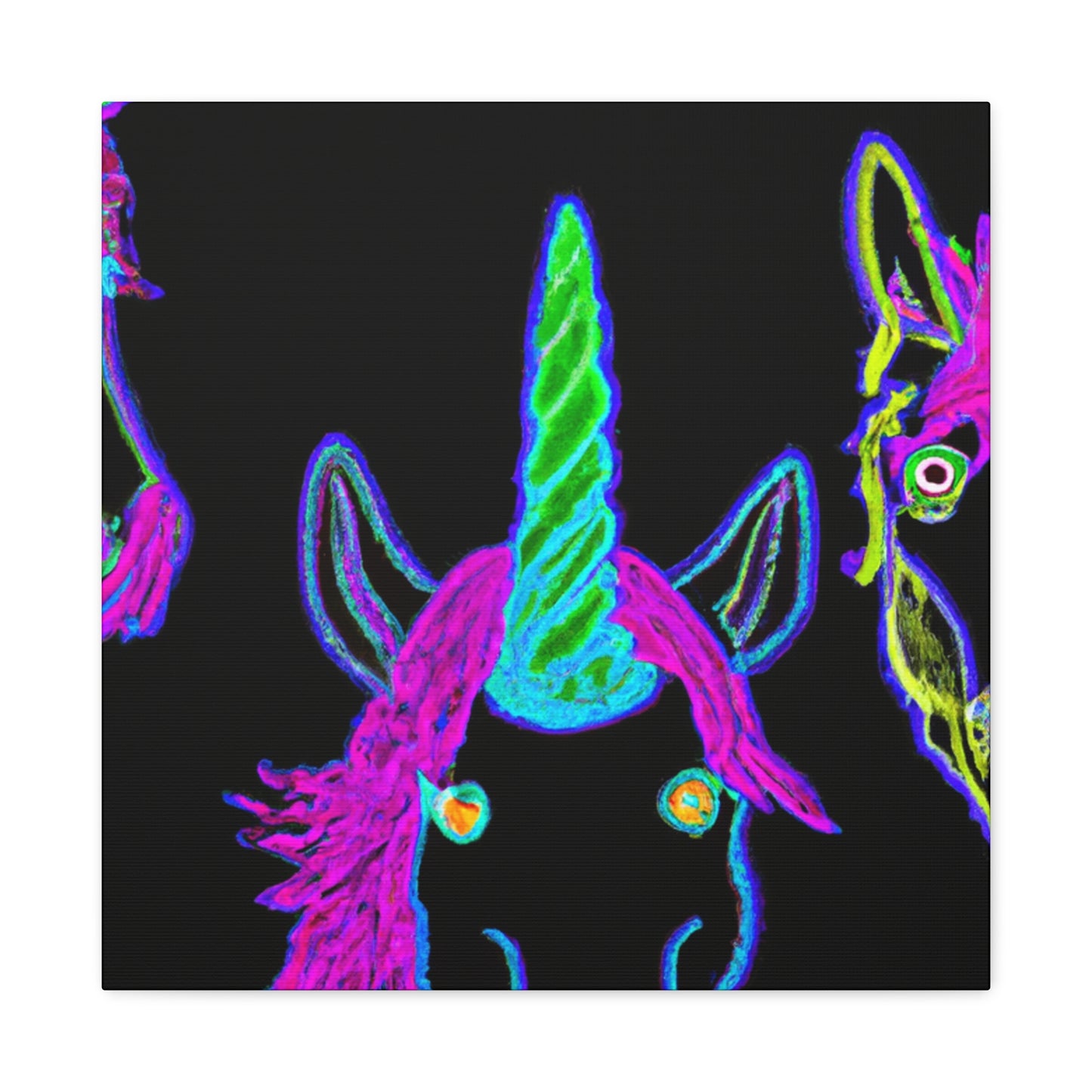 Vibrant Neon Magic. NEON Unicorns Art Canvas