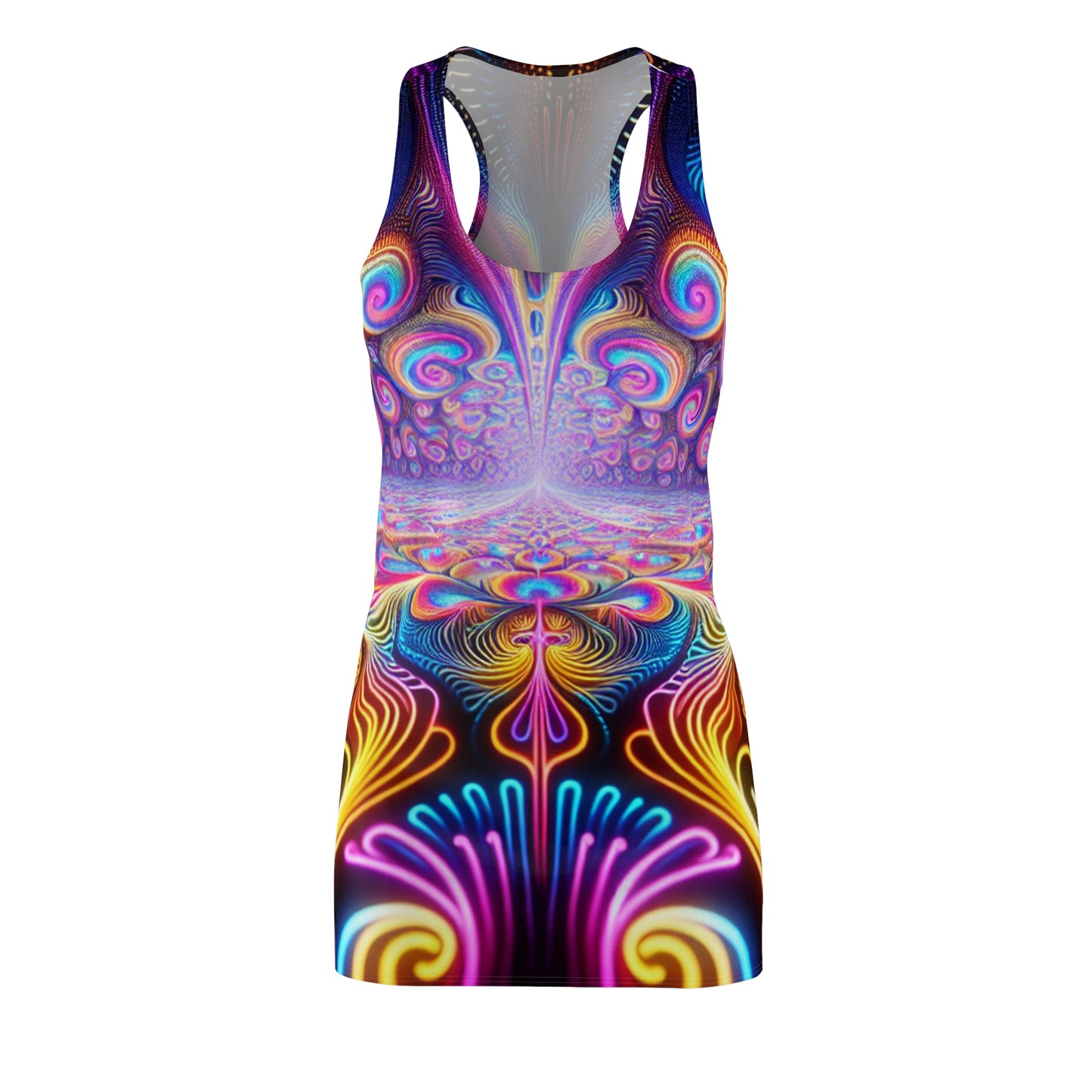 TDB Neon Infinity Phantasmagoria. Trippy Infinity Patterns Racerback Dress