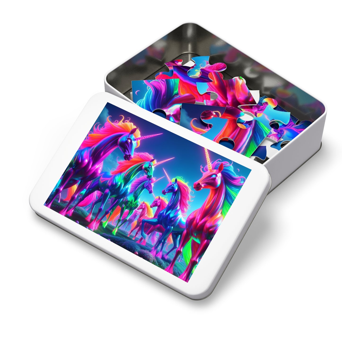 NeonUnicornSplash - Neon Unicorns Puzzle 30, 110, 252, and 1000 Pieces