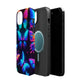 "Neon Flight Frenzy" Neon Butterflies Premium Art Magsafe Magnet Tough IPhone 13 14 15 Pro Plus Max and Mini in Matte and Glossy Phone cases