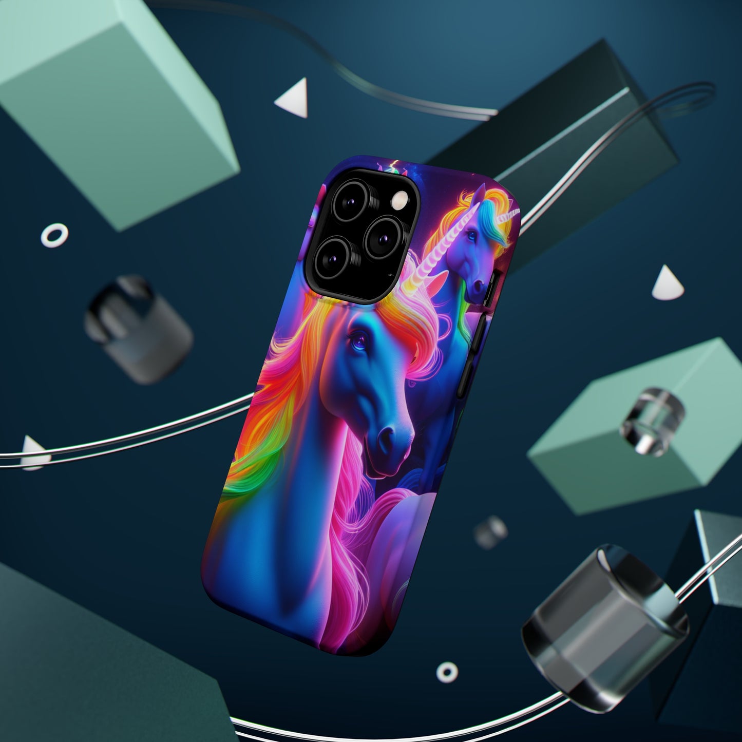 Neon Nighthorn Pride Neon Unicorns Premium Art Magsafe Magnet Tough IPhone 13 14 15 Pro Plus Max and Mini in Matte and Glossy Phone cases