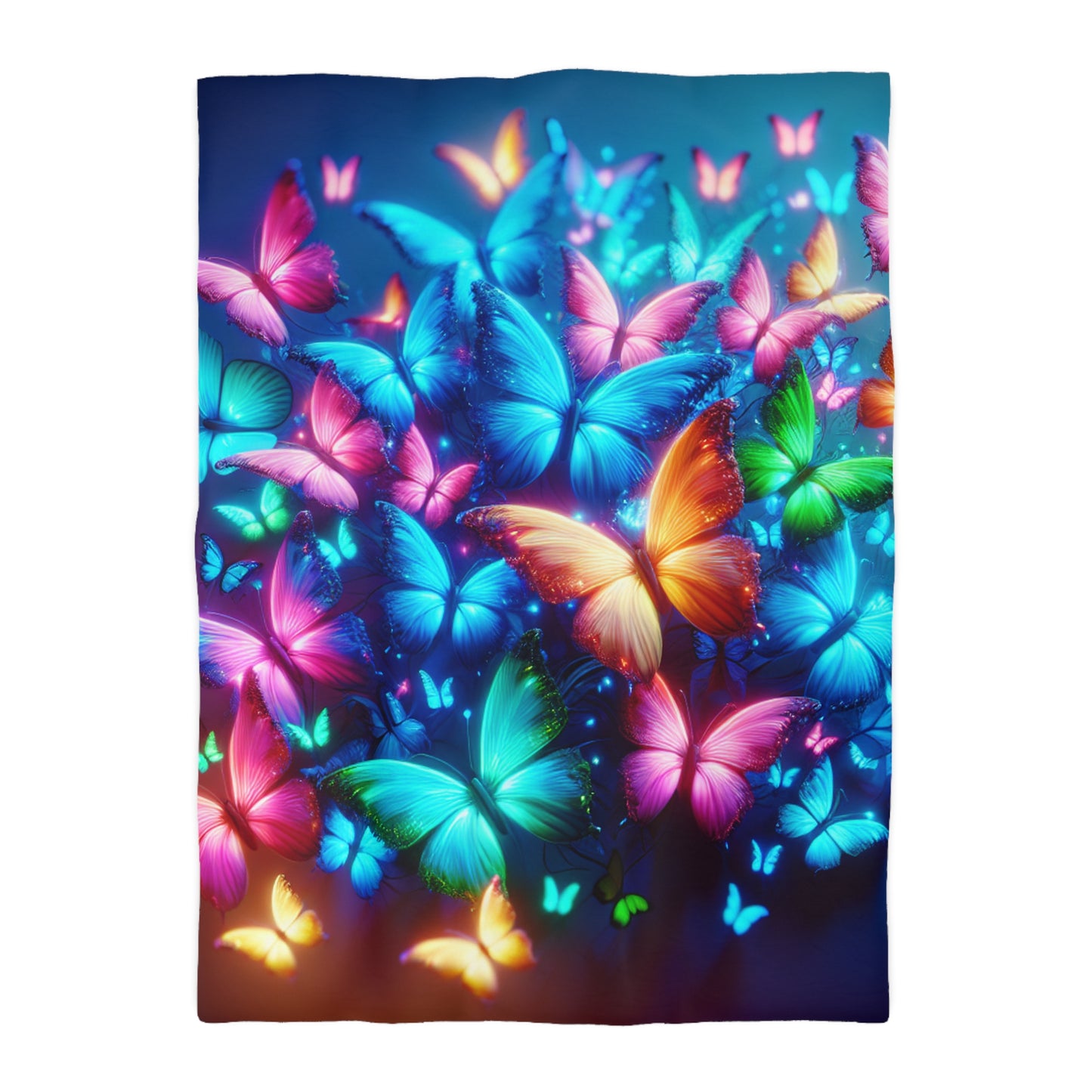 Pietro della Verona - NEON Butterflies Microfiber Duvet Cover