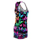 "Cosmic Butterfly Spectacle" Neon Butterflies  Racerback Dress