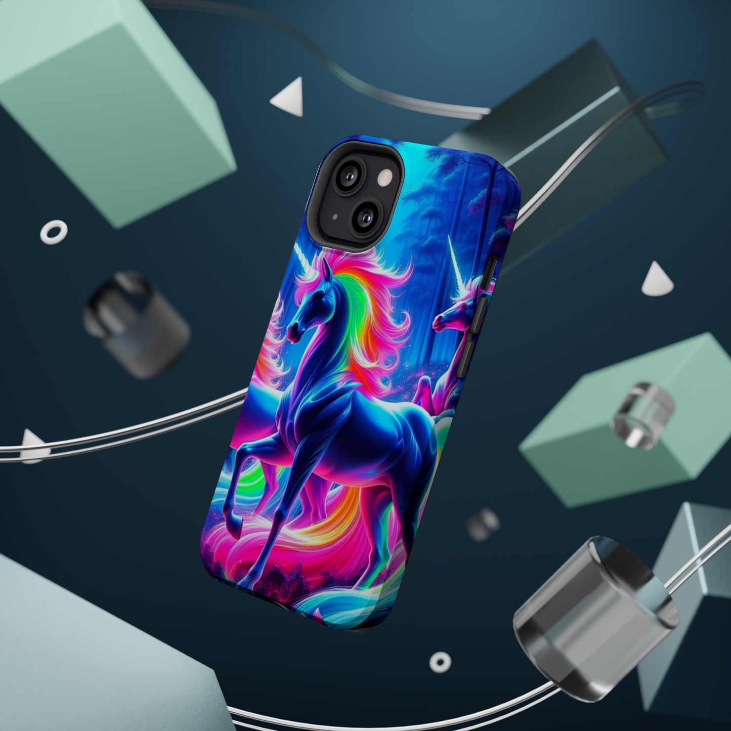 NeonNocturnals Neon Unicorns Premium Art Magsafe Magnet Tough IPhone 13 14 15 Pro Plus Max and Mini in Matte and Glossy Phone cases