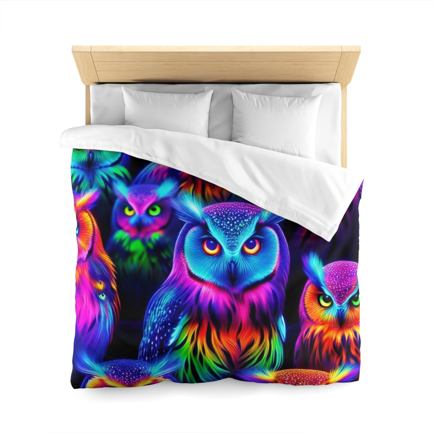 Juan da Vinci - NEON Owls Microfiber Duvet Cover