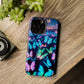 "Fantasia of Neon Butterflies" Neon Butterflies Premium Art Magsafe Magnet Tough IPhone 13 14 15 Pro Plus Max and Mini in Matte and Glossy Phone cases