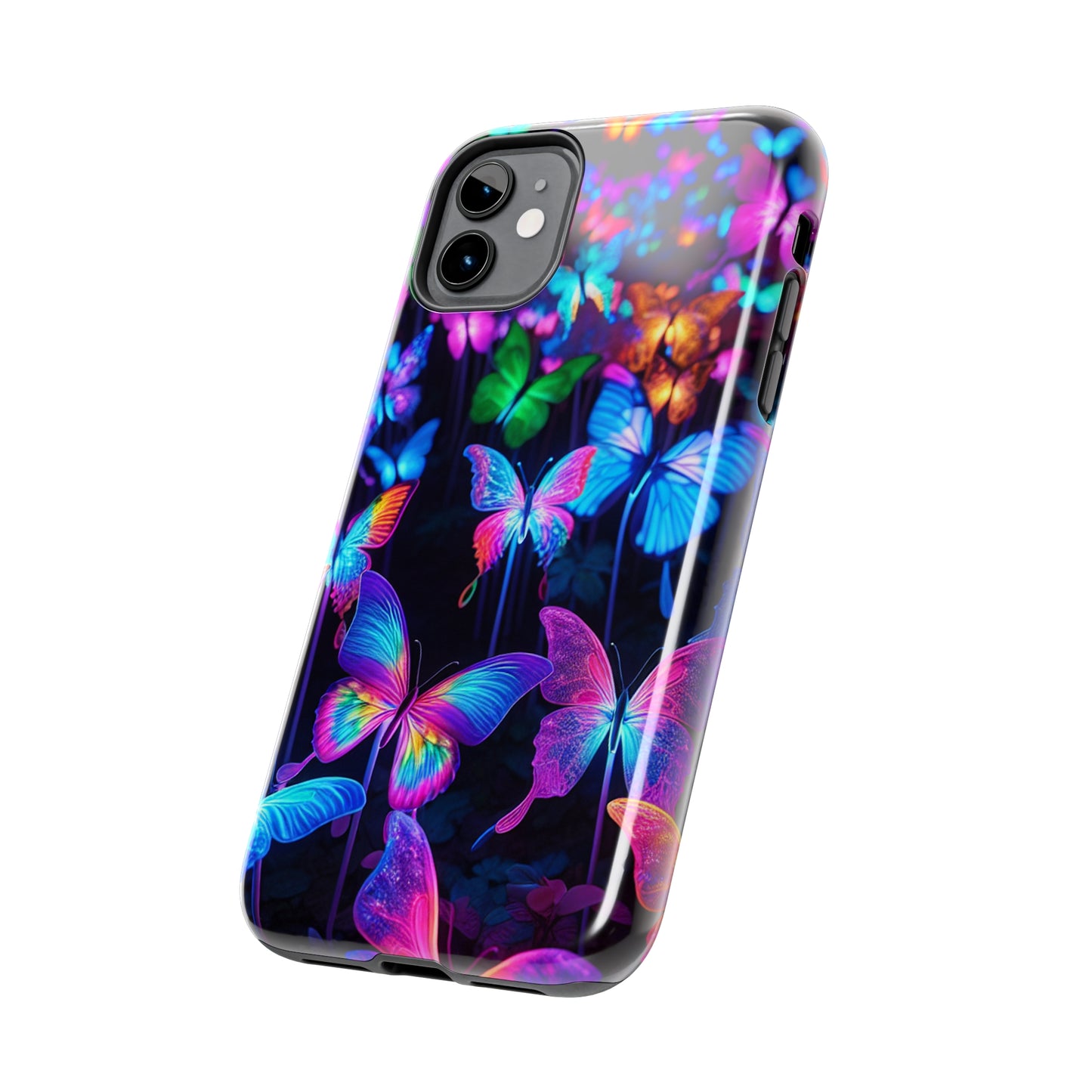 "Neon Flutterby Lights" NEON Butterflies Tough Phone Case