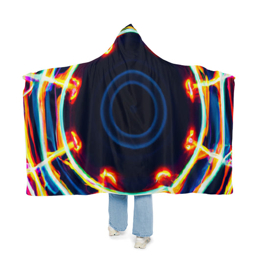 "Infinite Spectrum" - NEON Infinity Patterns Art Hooded Snuggle Blanket