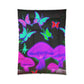 Neon Prismatic Splendor. Butterflies & Mushrooms Comforter Blanket