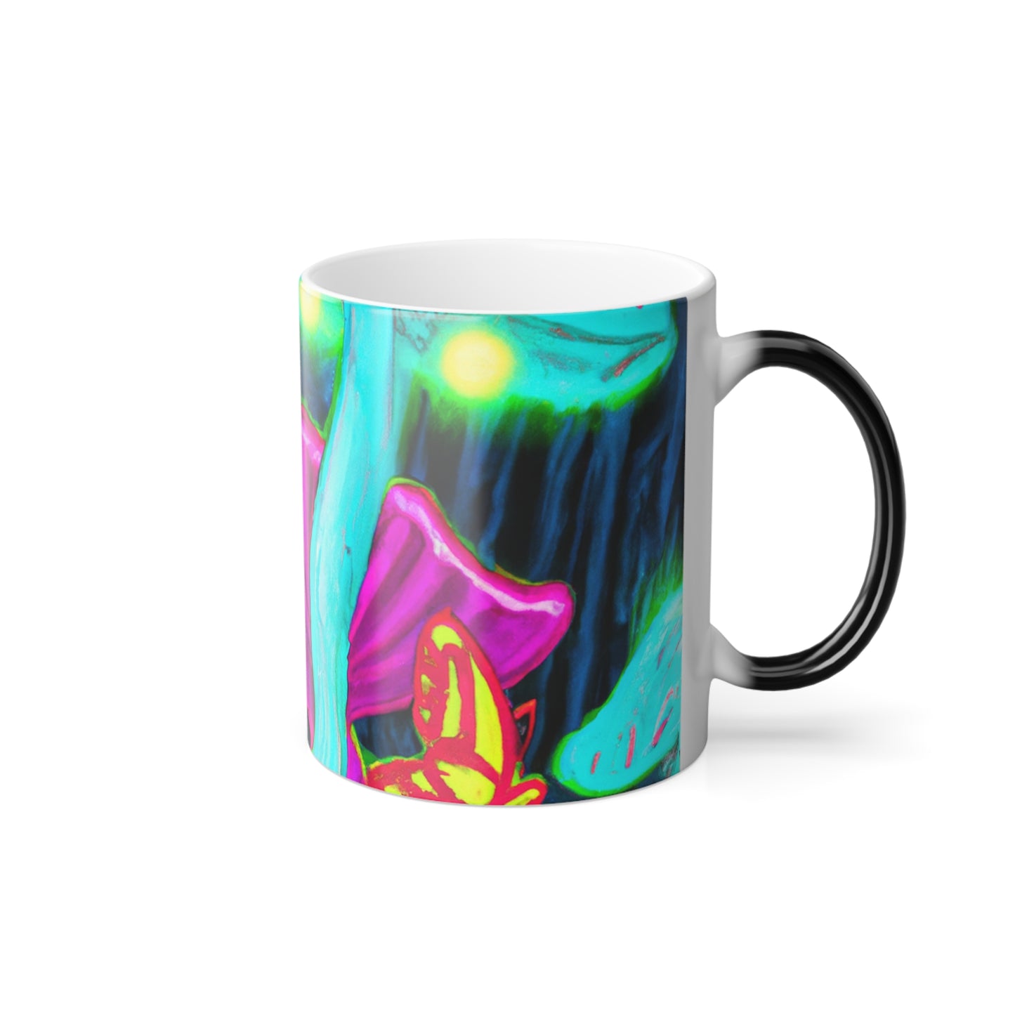 "Neon Nova" Mushrooms & Butterflies 11oz Color Morphing Mug