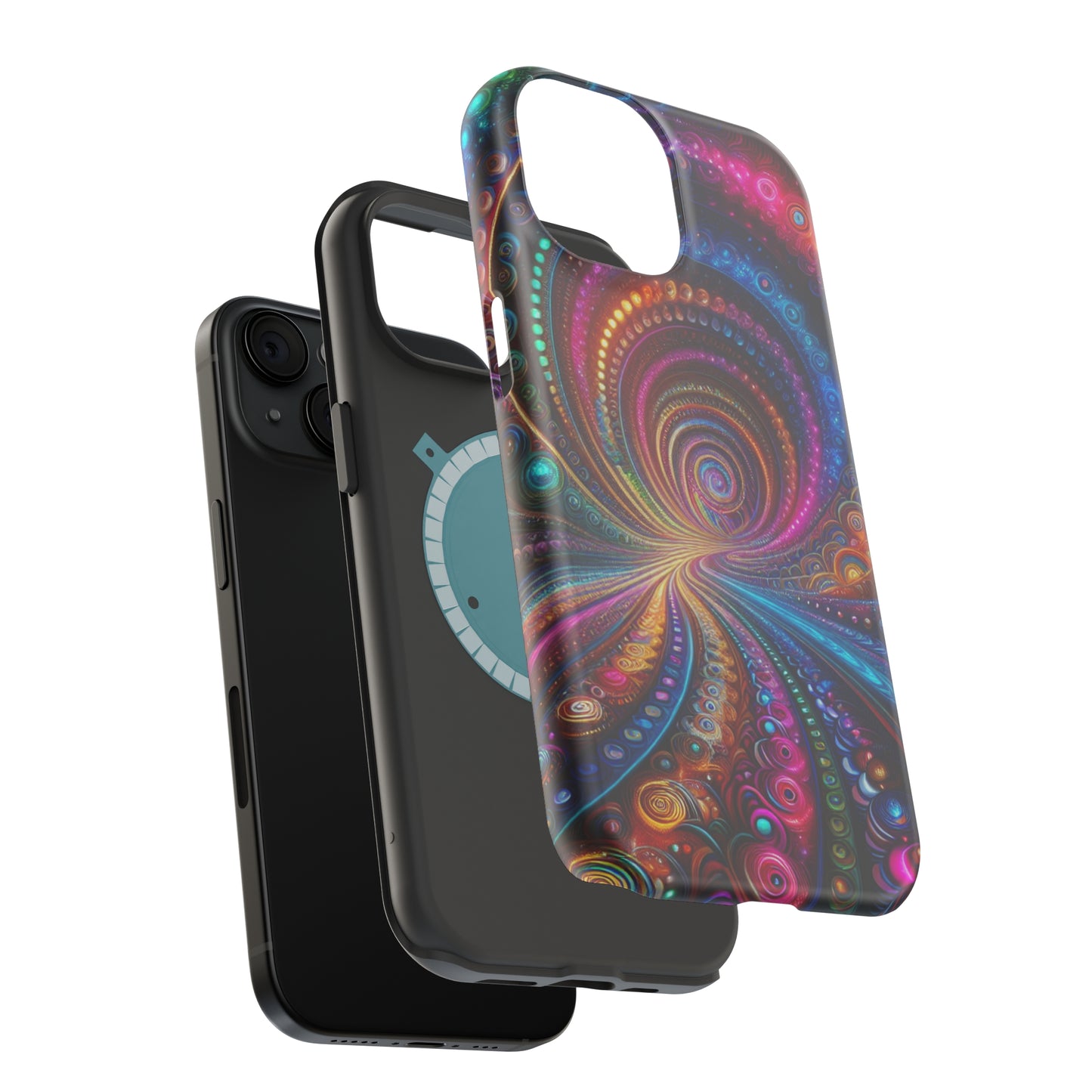 Neon Eternal Infinity Oasis. Neon Trippy Infinity Patterns Premium Art Magsafe Magnet Tough IPhone 13 14 15 Pro Plus Max and Mini in Matte and Glossy Phone cases