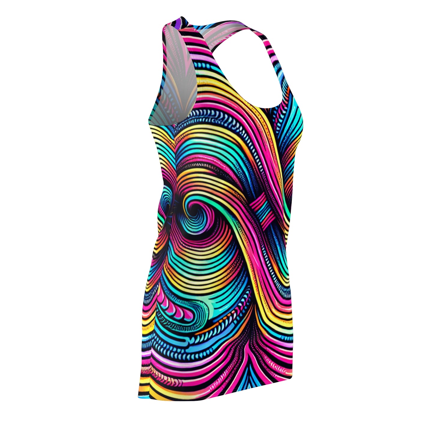 Vortex of Vibrant Neon Infinity. Trippy Infinity Patterns Racerback Dress