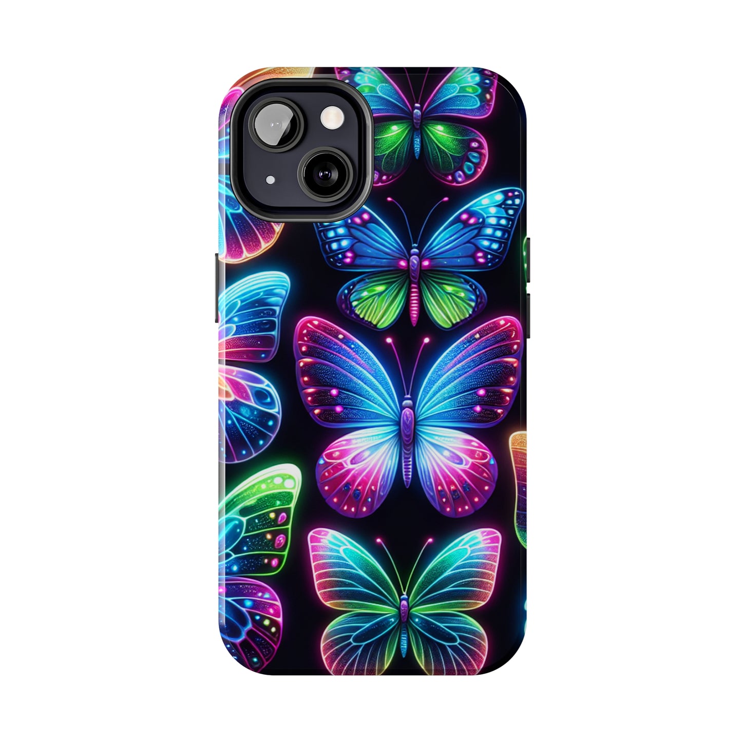 "Dance of the Neon Butterflies" NEON Butterflies Tough Phone Case Iphone 6 7 8 9 10 11 12 13 14 SE X XR XS Pro Max Mini Plus