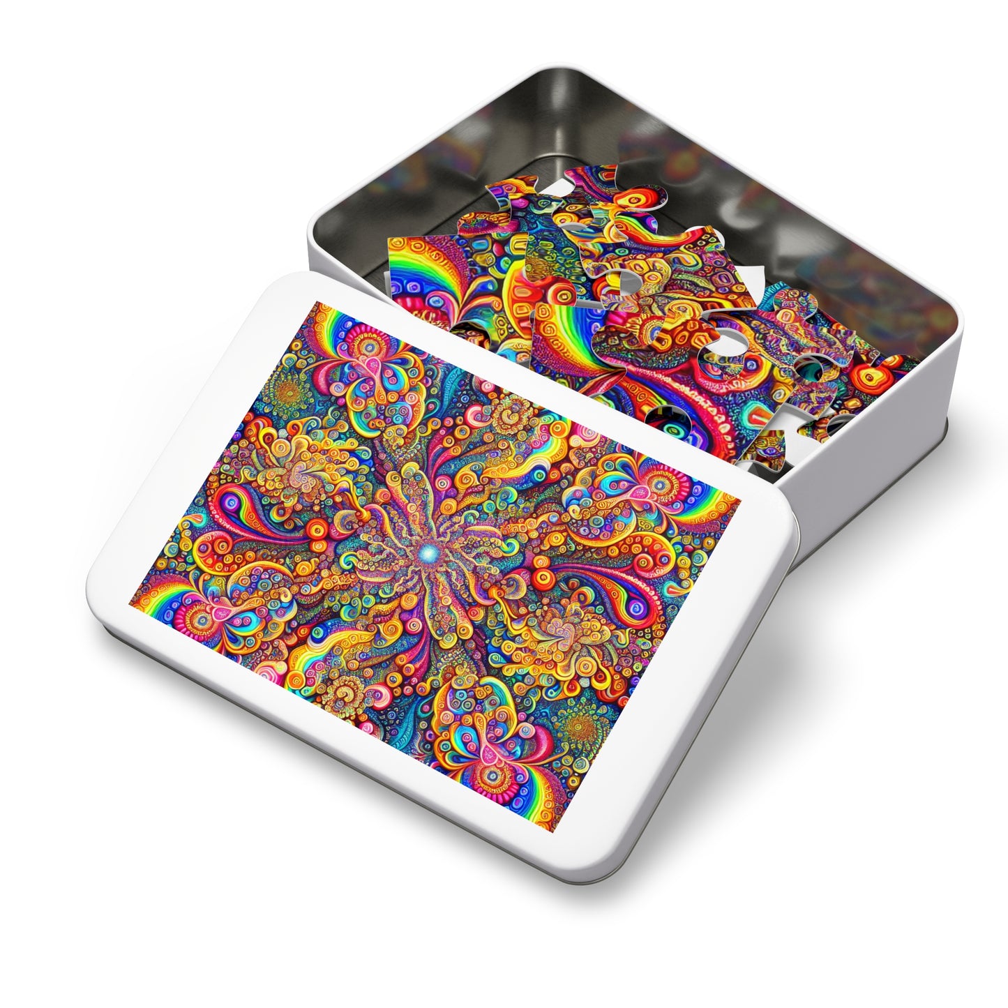Neon Infinitude - Neon Trippy Infinity Patterns Puzzle 30, 110, 252, and 1000 Pieces