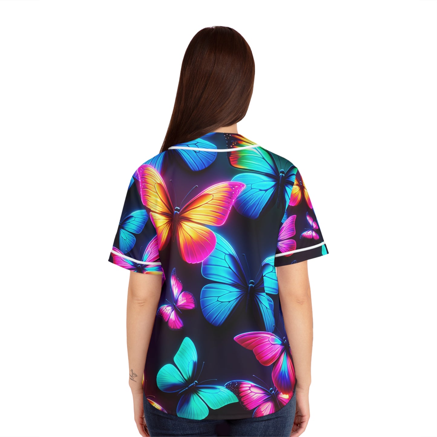 "Electric Fantasia" Neon Butterflies Womans Jersey