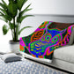 "Neon Nocturnal Night" - NEON Owls Art Sherpa Blanket