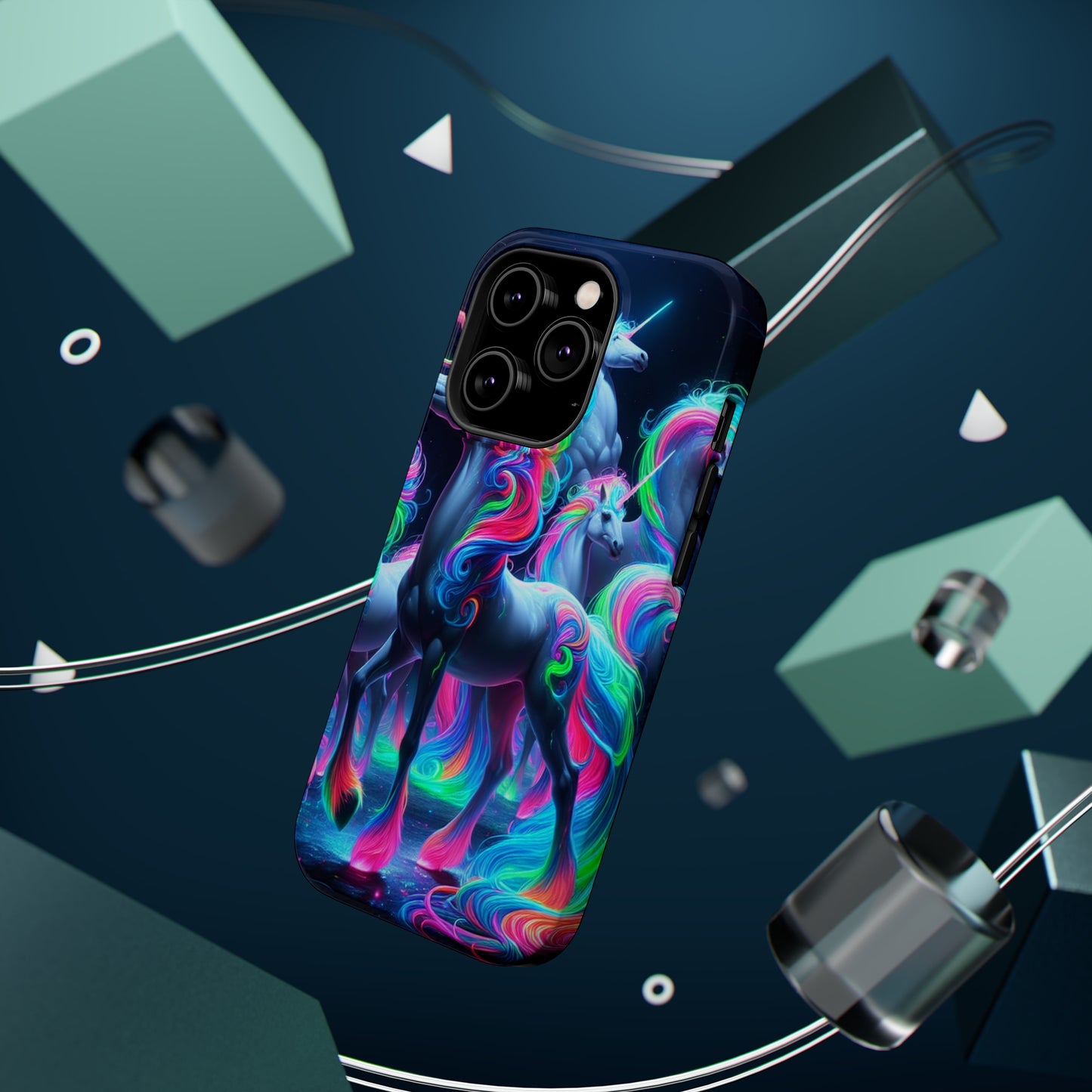Neon Unicorn Prism. Neon Unicorns Premium Art Magsafe Magnet Tough IPhone 13 14 15 Pro Plus Max and Mini in Matte and Glossy Phone cases