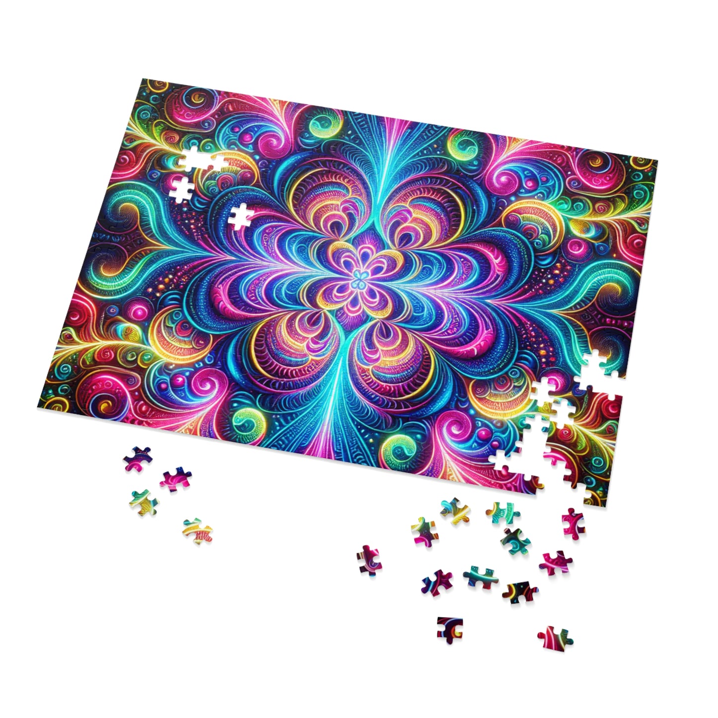 Neon InfiniDrop. - Neon Trippy Infinity Patterns Puzzle 30, 110, 252, and 1000 Pieces