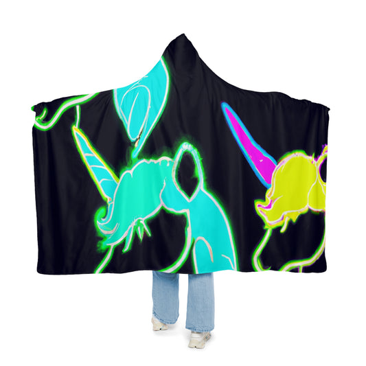 'Neon Dreams' - NEON Unicorns Art Hooded Snuggle Blanket