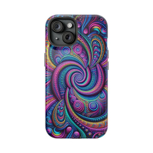 Cosmic Quasar Dreams. Neon Trippy Infinity Patterns Premium Art Magsafe Magnet Tough IPhone 13 14 15 Pro Plus Max and Mini in Matte and Glossy Phone cases