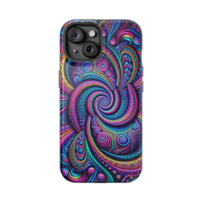 Cosmic Quasar Dreams. Neon Trippy Infinity Patterns Premium Art Magsafe Magnet Tough IPhone 13 14 15 Pro Plus Max and Mini in Matte and Glossy Phone cases