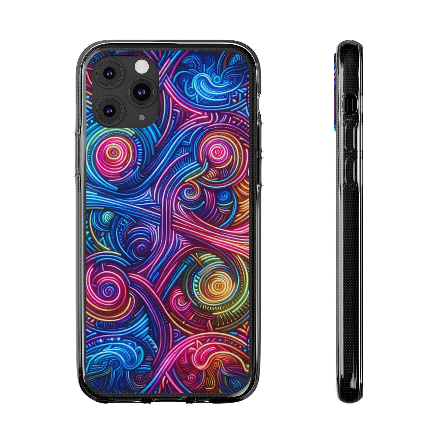Vibrant Trippy Neon Infinity Ripples. Infinity Patterns Art Polycarbonate Phone Case Samsung Galaxy s21 s22 Google Pixel 6 Iphone 11 12 13 14 Pro Max Mini Plus