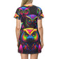Neon Nocturnal Vision. Neon Owls Womans T Shirt Dress