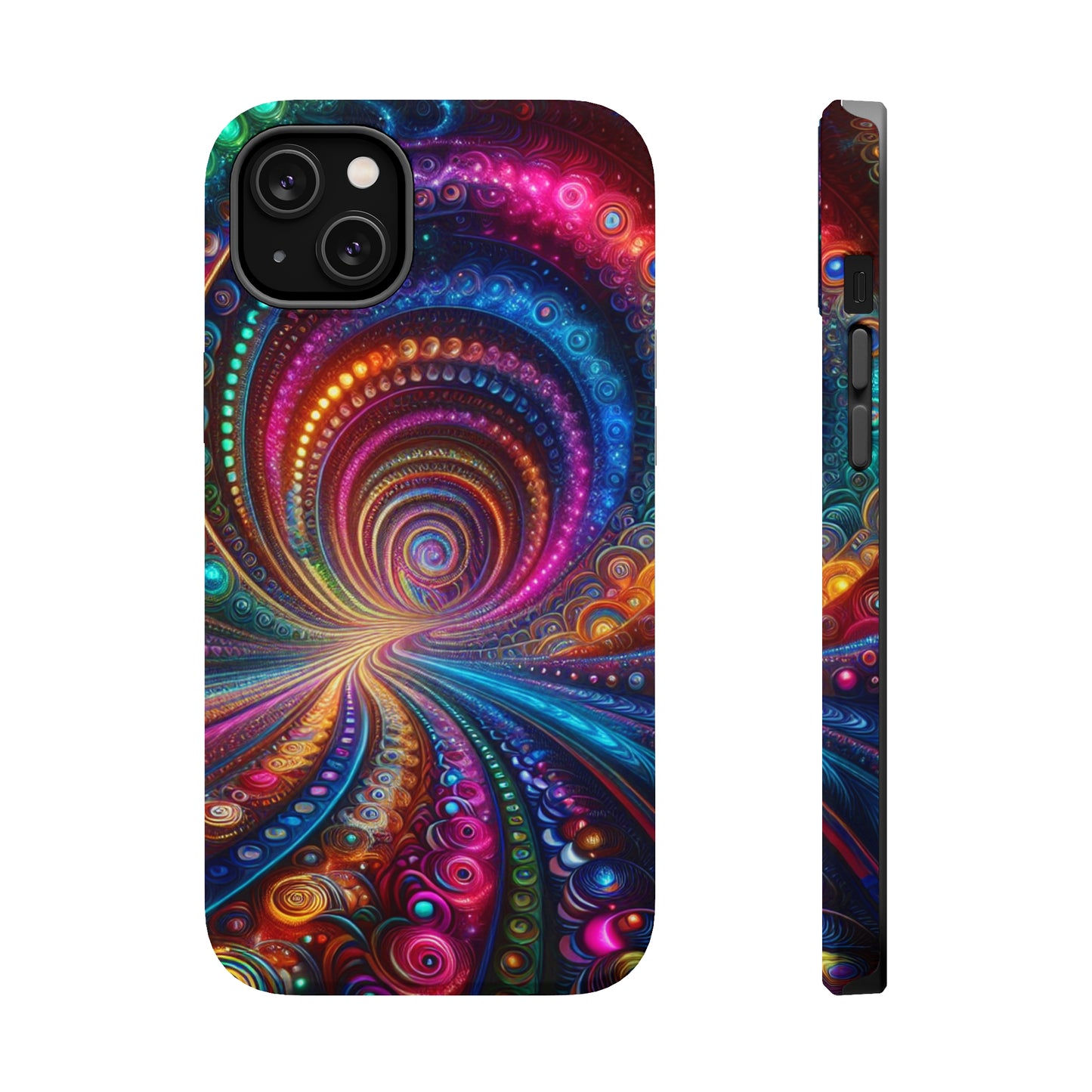 Neon Eternal Infinity Oasis. Neon Trippy Infinity Patterns Premium Art Magsafe Magnet Tough IPhone 13 14 15 Pro Plus Max and Mini in Matte and Glossy Phone cases