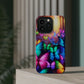 "Radiant Glowing Flight" Neon Butterflies Premium Art Magsafe Magnet Tough IPhone 13 14 15 Pro Plus Max and Mini in Matte and Glossy Phone cases