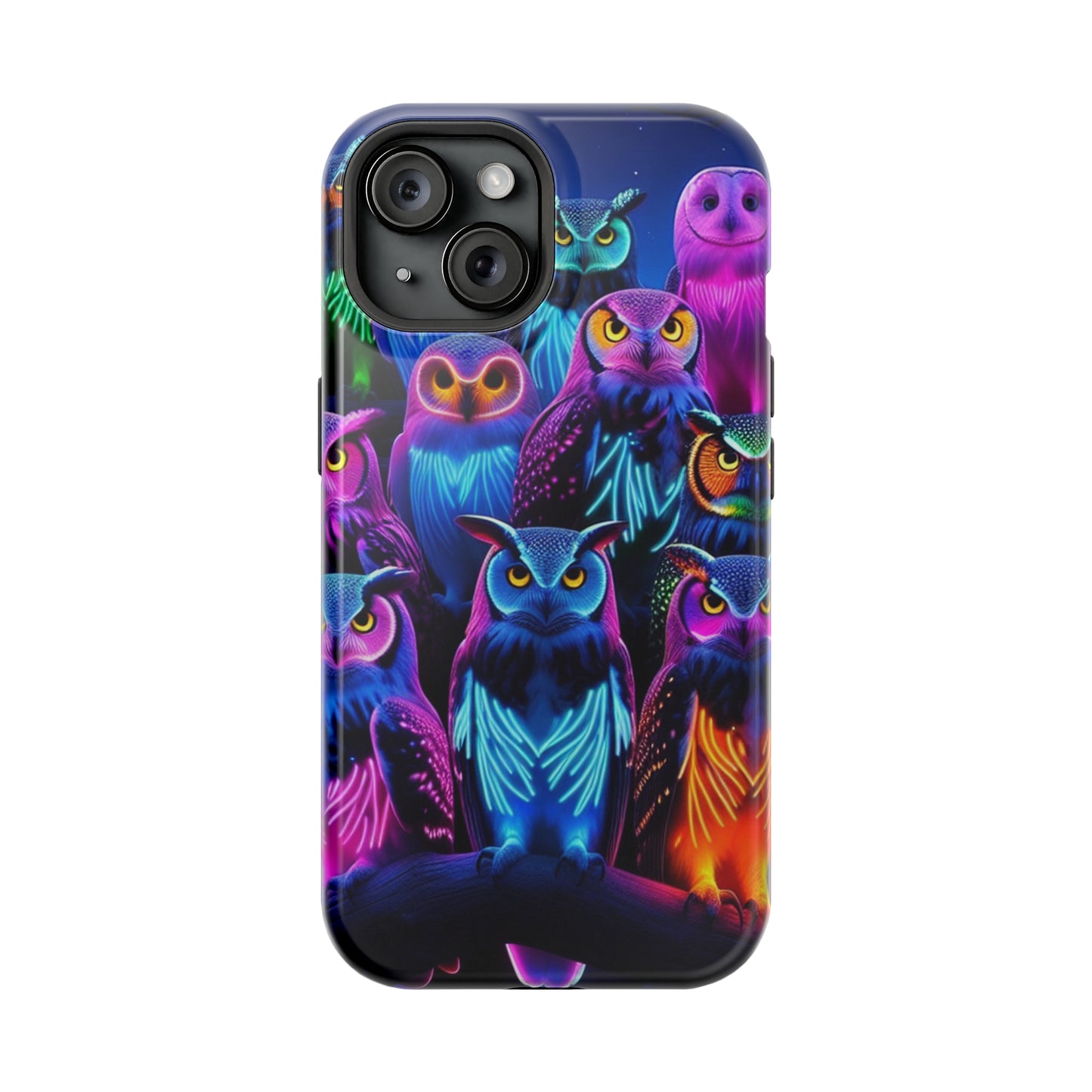Neon Nocturne Owls. Neon Owls Premium Art Magsafe Magnet Tough IPhone 13 14 15 Pro Plus Max and Mini in Matte and Glossy Phone cases