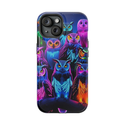 Neon Nocturne Owls. Neon Owls Premium Art Magsafe Magnet Tough IPhone 13 14 15 Pro Plus Max and Mini in Matte and Glossy Phone cases