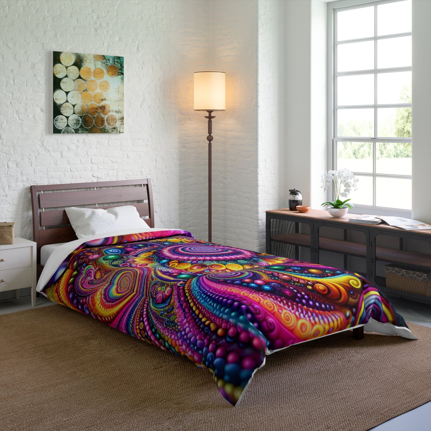 "Infinite Neon Dreamscape" Trippy Infinity Patterns Comforter Blanket