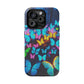 "Scintillating Swirls of Neon Butterflies" Neon Butterflies Premium Art Magsafe Magnet Tough IPhone 13 14 15 Pro Plus Max and Mini in Matte and Glossy Phone cases