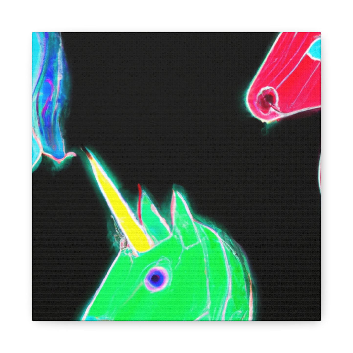 "Neon Rainbow Unicorn Cluster" NEON Unicorns Art Canvas