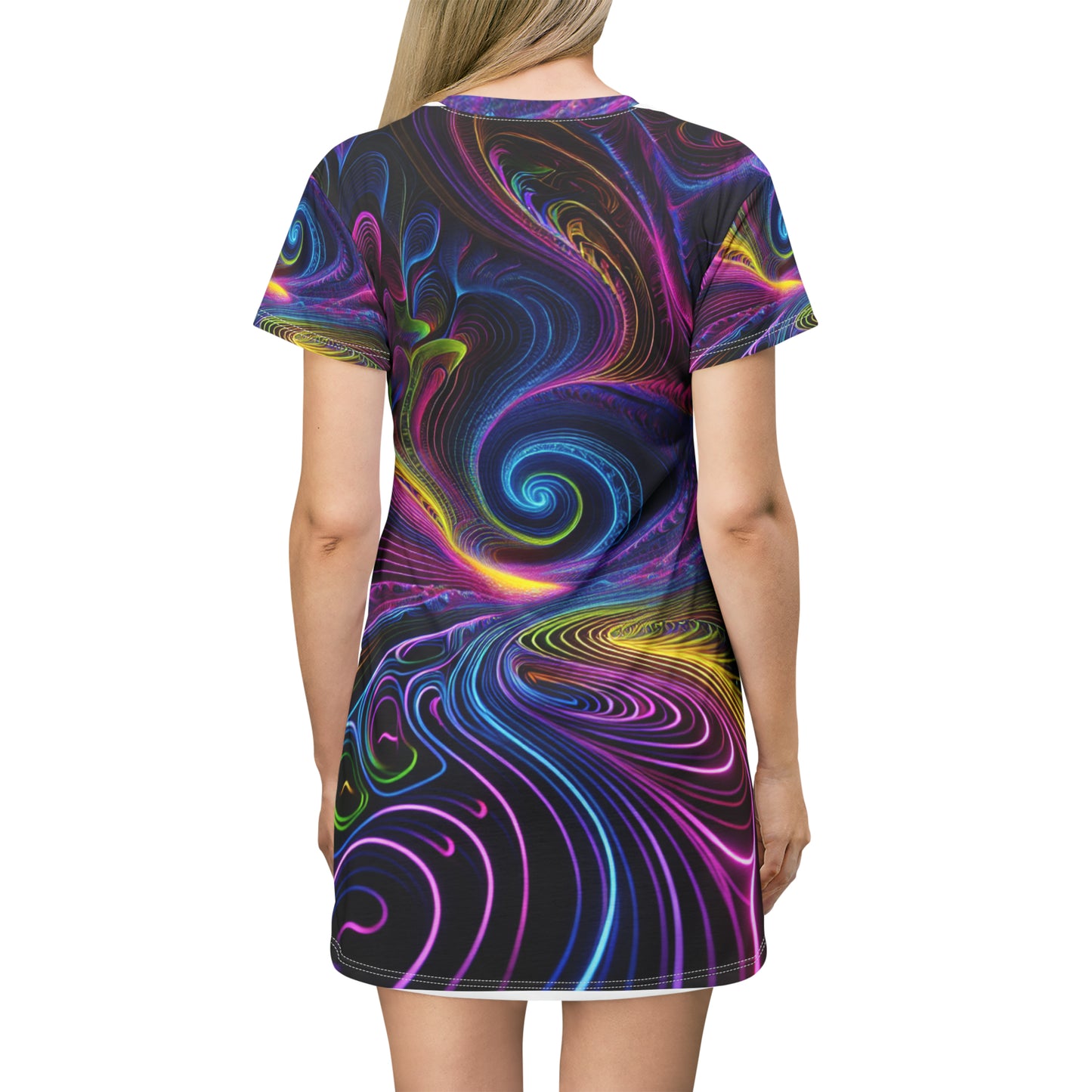 Electric Dreamscape Splendor. Infinity Patterns Womans T Shirt Dress