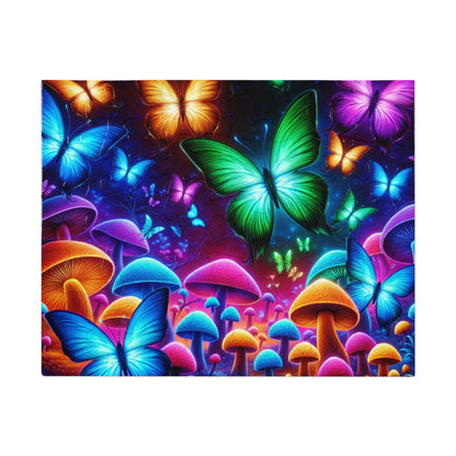 Neon Splurge. - Neon Butterflies and Mushrooms Puzzle 30, 110, 252, and 1000 Pieces