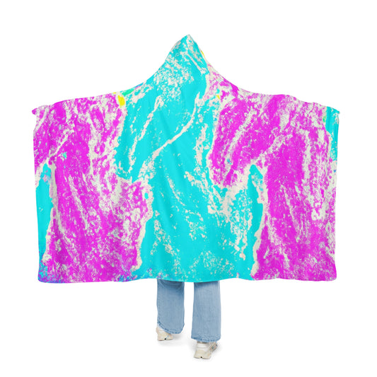 "Aurora's Rainbow Unicorns" - NEON Unicorns Art Hooded Snuggle Blanket
