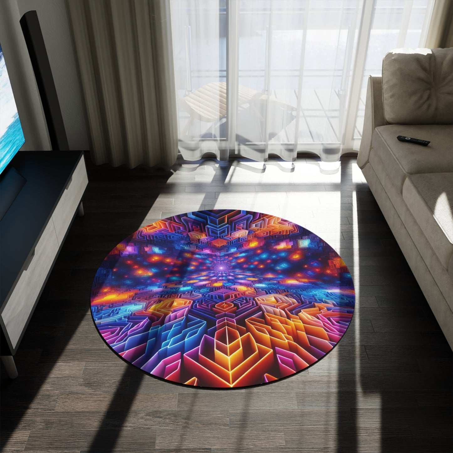 Cosmic Euphoria Splatter Infinity Patterns Round Rug