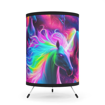 Neon Rainbow Gathering - NEON Unicorns Art Tripod Lamp