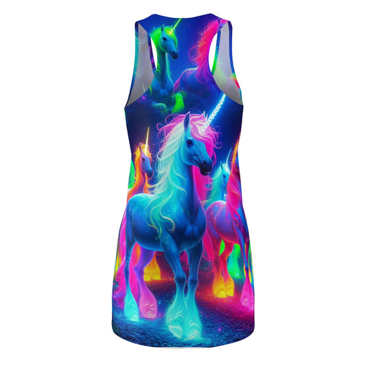 Neon Splendor Unicorn Cluster. Neon Unicorns Racerback Dress
