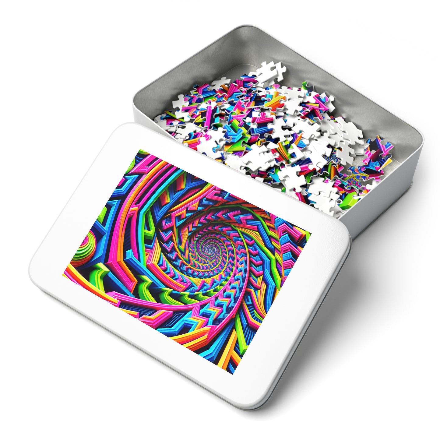 Neon Infinipat. - Neon Trippy Infinity Patterns Puzzle 30, 110, 252, and 1000 Pieces