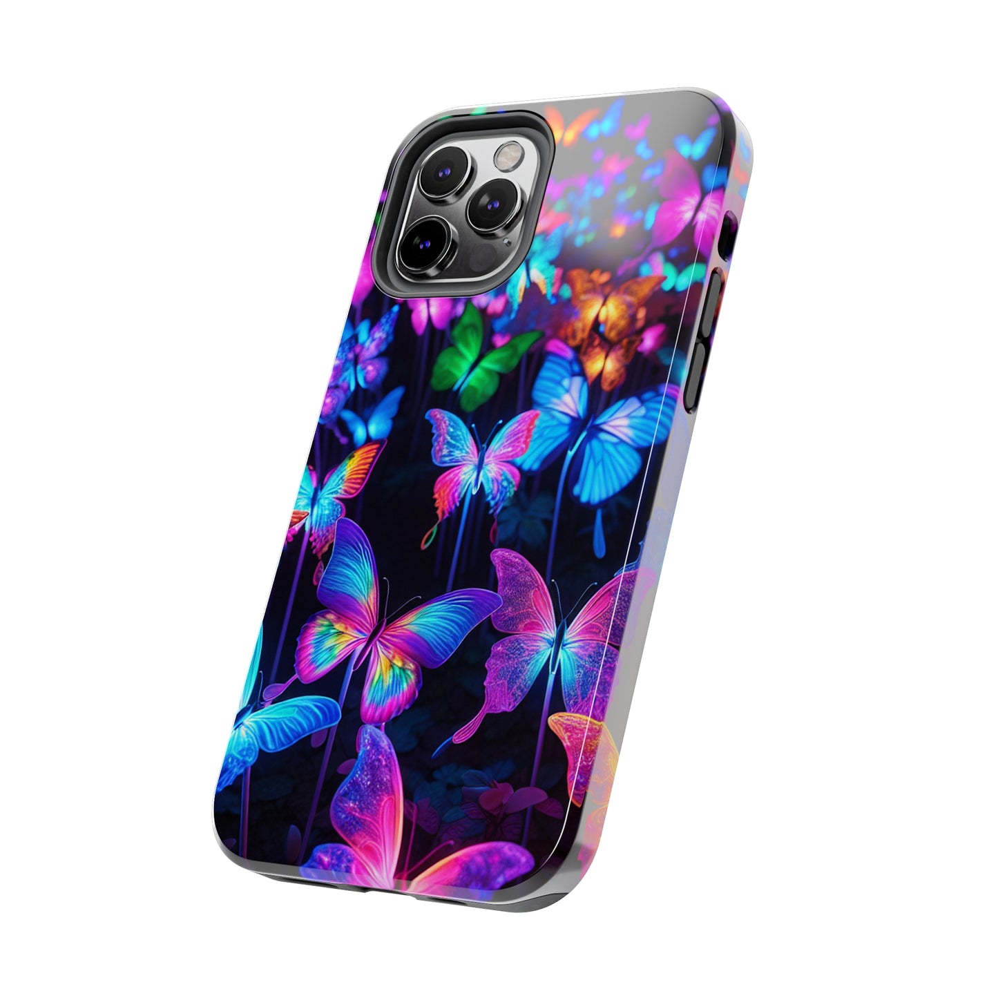 "Neon Flutterby Lights" NEON Butterflies Tough Phone Case