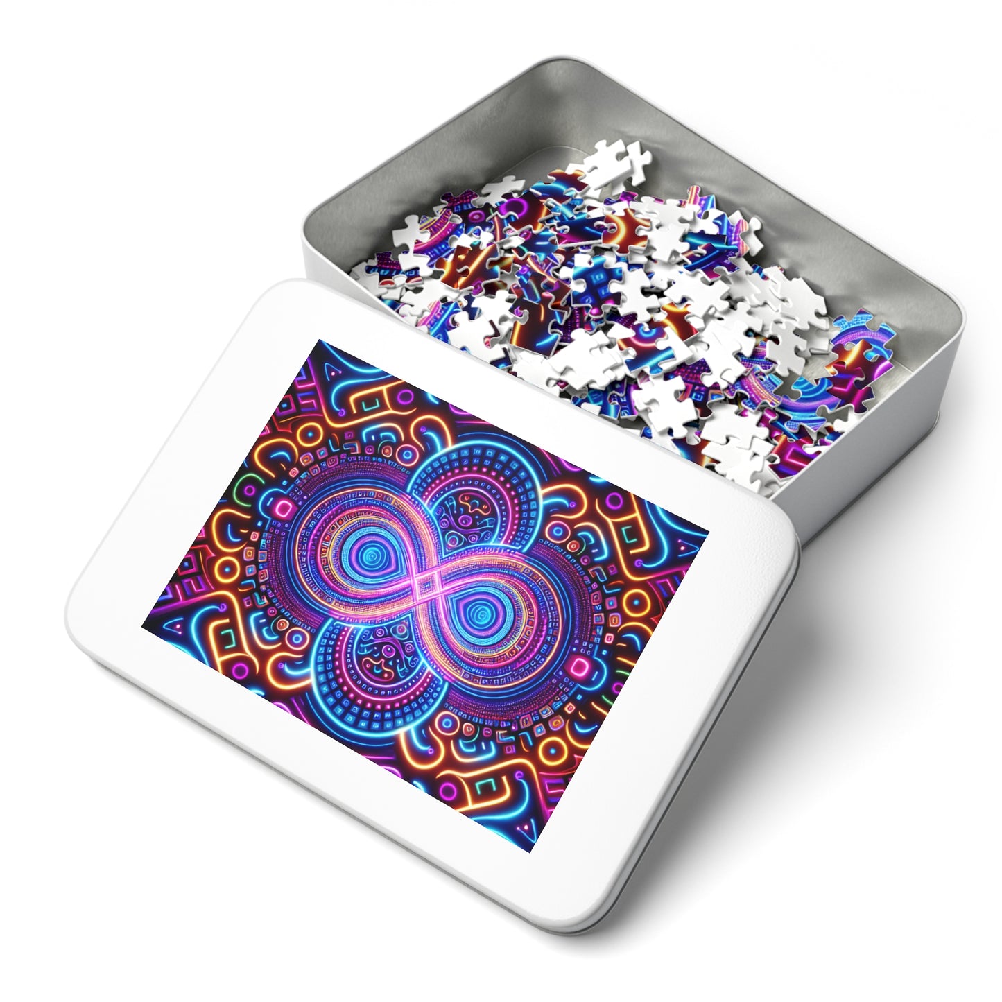 Neon Infinifinity - Neon Trippy Infinity Patterns Puzzle 30, 110, 252, and 1000 Pieces