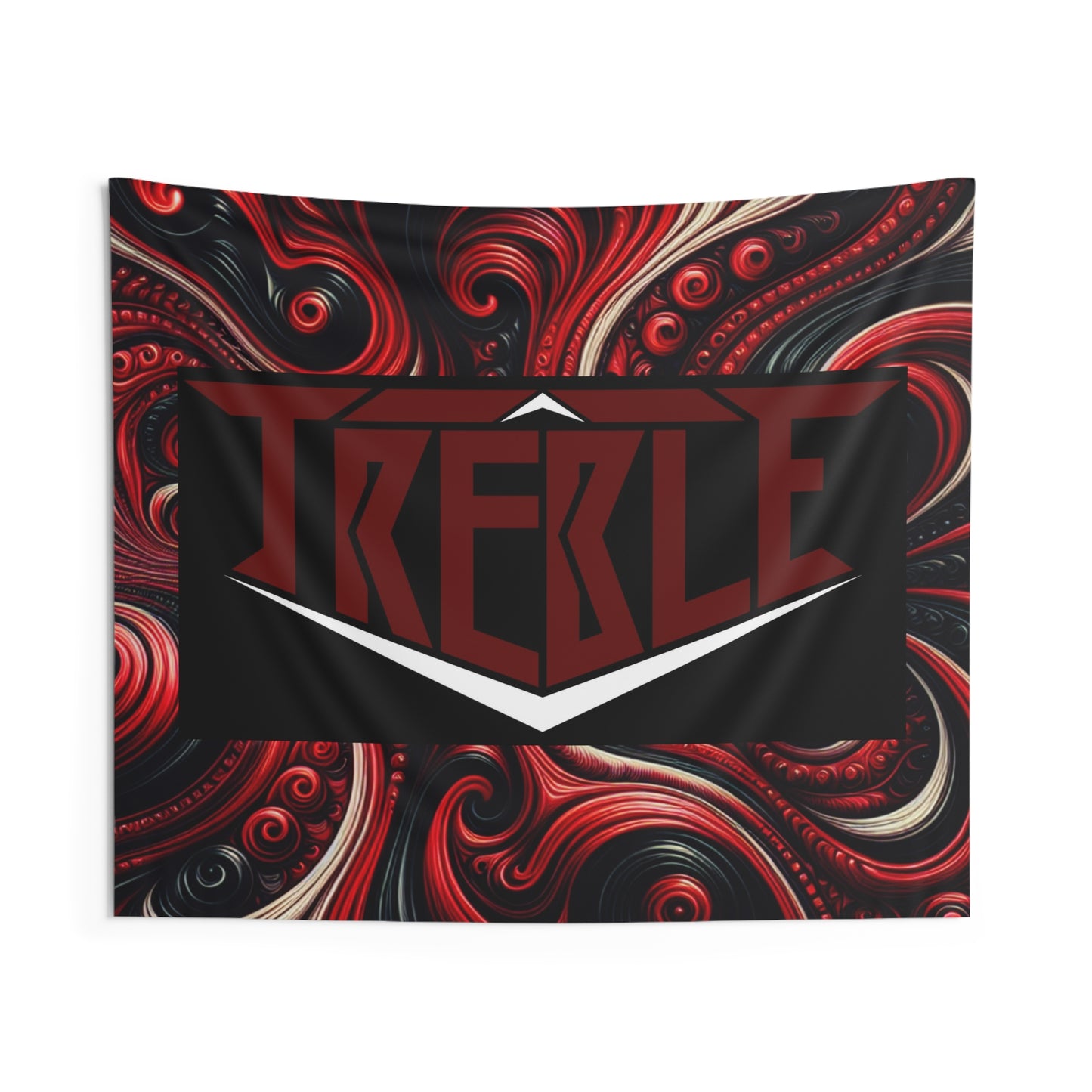 Treble Twilight Mysticism. Red & Black Infinity Patterns Art Tapestry