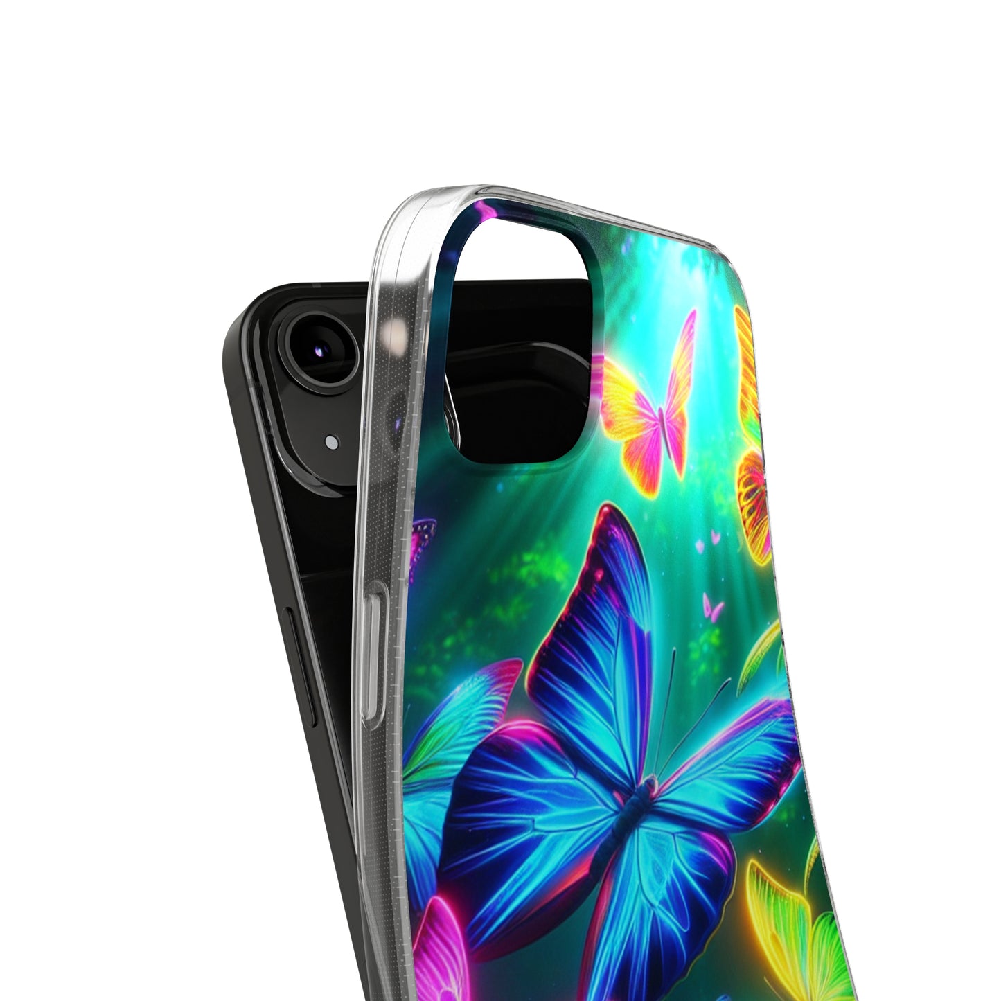 "Vivid Neon Flyaways" NEON Butterflies Art Polycarbonate Phone Case Samsung Galaxy s21 s22 Google Pixel 6 Iphone 11 12 13 14 Pro Max Mini Plus