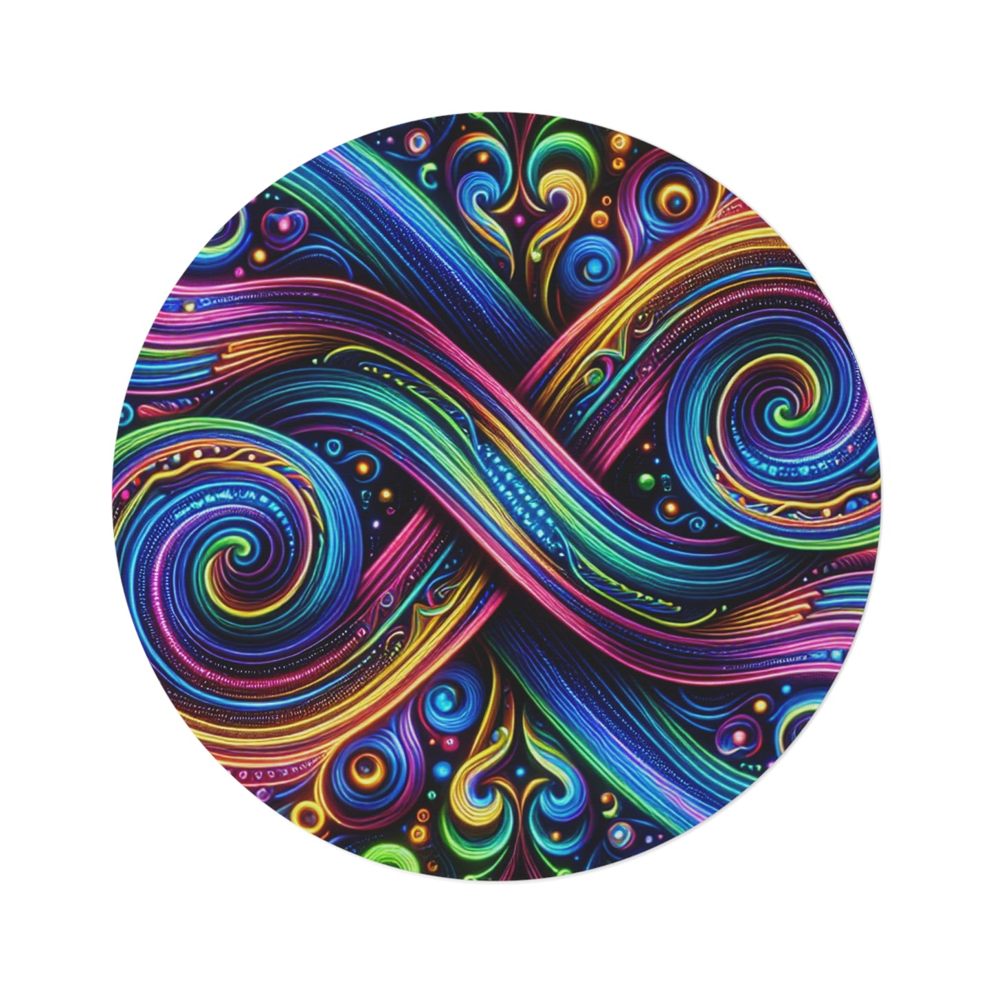 Electric Spectral Hyperverse. Infinity Patterns Round Rug