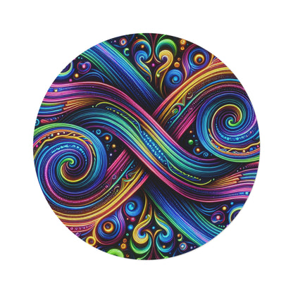 Electric Spectral Hyperverse. Infinity Patterns Round Rug