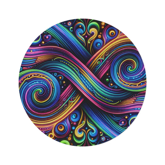 Electric Spectral Hyperverse. Infinity Patterns Round Rug