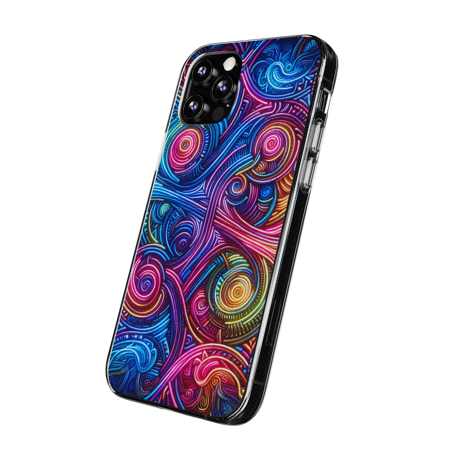 Vibrant Trippy Neon Infinity Ripples. Infinity Patterns Art Polycarbonate Phone Case Samsung Galaxy s21 s22 Google Pixel 6 Iphone 11 12 13 14 Pro Max Mini Plus
